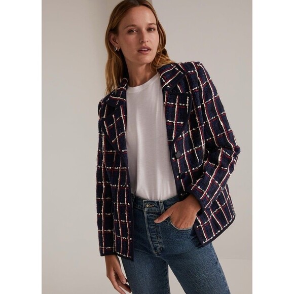 Favorites Daughter The Classic Wool Blend Tweed Jacket Size 8 Prep Office Work - Picture 2 of 14